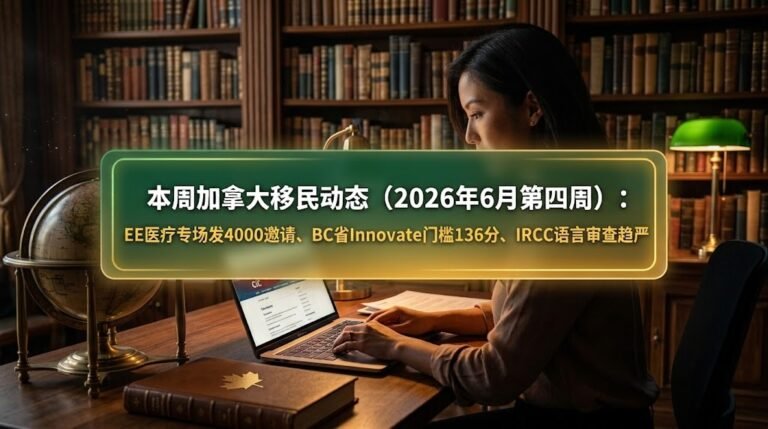 本周加拿大移民动态（2026年6月第四周）：EE医疗专场发4000邀请、BC省Innovate门槛136分、IRCC语言审查趋严