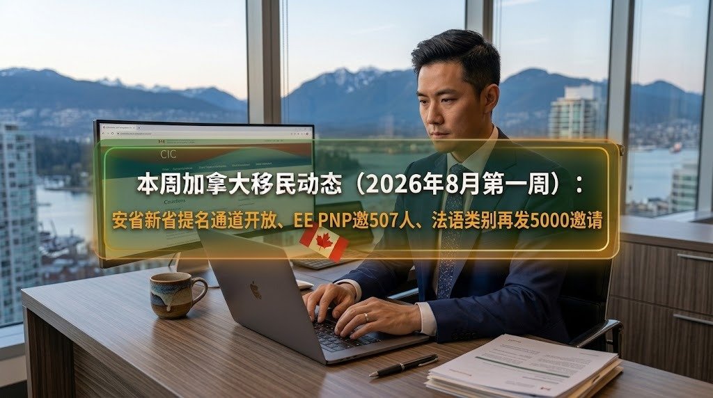 本周加拿大移民动态（2026年8月第一周）：安省新省提名通道开放、EE PNP邀507人、法语类别再发5000邀请
